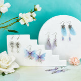 DIY Fairy Butterfly Earring Making Kits, Including Brass Earring Hooks, Glass & Acrylic Round Beads, Alloy Pendant, Organza Fabric, Orchid, 25x14x3mm