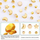 120Pcs 6 Style Brass Beads, Golden, 3~7x3~7x2~3mm, Hole: 1~1.8mm, 20pcs/style