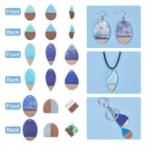 18Pcs 9 Styles Resin & Walnut Wood Pendants, Oval & Horse Eye & Rhombus, Mixed Shapes, Mixed Color, 23~38x9~26x3~3.5mm, hole: 1.8~2mm, 2pcs/style