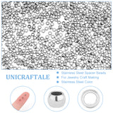 800Pcs 304 Stainless Steel Spacer Beads, Rondelle, Stainless Steel Color, 2.5x1.5mm, Hole: 0.8~1.5mm