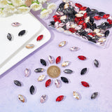 100Pcs 5 Colors Sew on Rhinestone, Glass Rhinestone, Multi-strand Links, with Stainless Steel Settings, Garments Accessories, Faceted, Horse Eye, Mixed Color, 18x9x5.5mm, Hole: 1.2mm, 20pcs/color