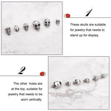 12Pcs 12 Style Stainless Steel Beads, Skull, Antique Silver, 10.5~20x7~13.5x7~13mm, Hole: 1.6~6mm, 1pc/style
