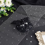 Polyester Mesh Tulle Fabric, with Rhinestone, for DIY Bride's Headdress and Veil, White, 20~20.5x0.03~0.18cm