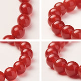 Natural Red Agate Round Beads Stretch Bracelets, Dyed & Heated, with Spare Beads, Elastic Fibre Wire and Iron Big Eye Beading Needle, 50~52mm