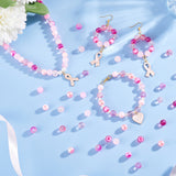 DIY Breast Cancer Awareness Ribbon Jewelry Making Findings Kits, Including Acrylic Beads, ABS Plastic Imitation Pearl Beads, Alloy Enamel Pendants, Pink