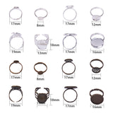Adjustable Brass Pad Ring Settings, Mixed Shapes, Mixed Color, 32pcs/bag