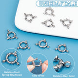 8Pcs Ion Plating(IP) 304 Stainless Steel Spring Ring Clasps, Ring, Stainless Steel Color, 12.5x4mm, Hole: 2.5mm