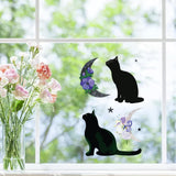 PVC Window Sticker, for Window or Stairway Home Decoration, Rectangle, Cat Pattern, 300x195mm