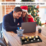 6 Tiers MDF Wood Commemorative Coin Display Tray, Desktop Coin Organizer Holder, Rectangle, Coconut Brown, 342x150x49mm