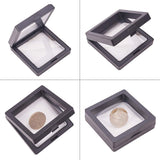 Plastic Frame Stands, with Transparent Membrane, For Ring, Pendant, Bracelet Jewelry Display, Rhombus, Black, 6.9x6.9x5.4cm