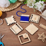 Wood Braided Cord Measure Rulers, Knitting Measure Tool Kit, Square, BurlyWood, 6.4x6.4x0.5cm, Hole: 5mm, 6 style, 1pc/style, 6pcs/set, 1 set/box