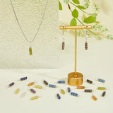 36Pcs 9 Styles Natural Mixed Gemstone Pendants, Silver Plated Brass Wire Wrapped Column Charms, 22x13~14mm, Hole: 4mm, 4pcs/style