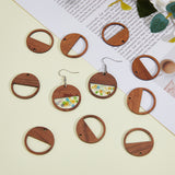 20Pcs Walnut Wood Pendants, Hollow Flat Round Charms, Undyed, Camel, 30x2mm, Hole: 2mm