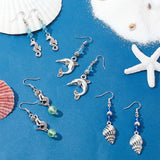 Ocean Fish Pendant Earring DIY Making Kits, Including Alloy Pendants & Links & Spacer Beads, Glass Beads, Brass Jump Rings & Earring Hooks & Pins, Antique Silver, Pendant & Link: 26pcs/set