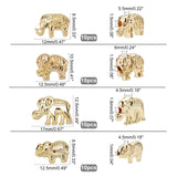 40Pcs 4 Style Rack Plating Alloy Beads, Cadmium Free & Lead Free, Elephant, Light Gold,8.5~12.5x12~17x4.5~6mm, Hole: 1~1.8mm, 10pcs/style