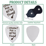 201 Stainless Steel Guitar Picks, with PU Leather Guitar Clip, Plectrum Guitar Accessories, Word Friend, Black, 67mm