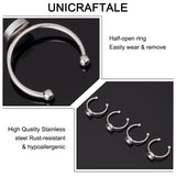 DIY Half Round Blank Dome Ring Making Kit, Including 201 Stainless Steel Cuff Pad Ring Settings, Glass Cabochons, Stainless Steel Color, 40Pcs/box