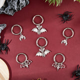 Tibetan Style Bat Alloy Pendants, with Spring Gate Rings, for Shoe Charm Decoration Accessories, Antique Silver & Platinum, 50~55mm, 3 style, 2pcs/style, 6pcs/set