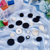 64Pcs 8 Style Lint and Aluminum Buttons, for Clothes, Round, Mixed Color, 15~31x7.5~11mm, Hole: 1~2.5x1.5~3mm, 8pcs/style