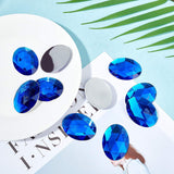 Acrylic Rhinestone Flat Back Cabochons, Faceted, Bottom Silver Plated, Oval, Blue, 40x30x7~7.5mm, 30pcs/box