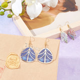 Fashion DIY Earrings Jewelry Accessories, Imitation Metal Cloth Pendants, Leaf & Wing, Mixed Color, 30~31x14~30x0.6mm, Hole: 0.8mm, 32pcs/box
