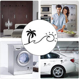 Beach Theme PVC Cartoon Self Adhesive Car Stickers, Waterproof Coconut Tree with Sun Car Decorative Decals for Car Decoration, Black, 92~93x174~182x0.2mm