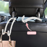 2Pcs Multi-Function Alloy Hook Hangers, with ABS Plastic Pearl Beads & Glass Crystal Rhinestones, for Home, Car Seat Storage Organizer, Silver, 115x39x7.5mm