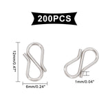 304 Stainless Steel S Hook Clasps, Stainless Steel Color, 12x6x1mm, 200pcs/box