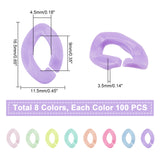 800Pcs 8 Colors Opaque Acrylic Linking Rings, Quick Link Connectors, for Curb Chains Making, Oval, Mixed Color, 16.5x11.5x3.5mm, Inner Diameter: 4.5x9mm, 100pcs/color