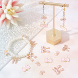 40Pcs 4 Style Light Gold Alloy Enamel Pendants, Bowknot, Pink, 8.5~19.5x12~18x1~2.5mm, Hole: 1.5~2mm, 10pcs/style