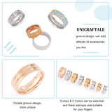 16Pcs 16 Style Titanium Steel Grooved Finger Ring for Women, Golden & Stainless Steel Color, Inner Diameter: 16~23mm, 1Pc/style