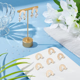 10Pcs Brass Arch Stud Earring Findings, with Vertical Loop & 30Pcs Plastic Ear Nuts, Golden, 18.5x14.5mm, Hole: 2.5mm, Pin: 0.7mm