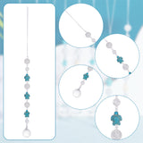 Glass Teardrop Pendant Decorations, with Tortoise/Starfish Synthetic Turquoise, Nylon Thread for Car Ornaments, 300mm, 8pcs/set