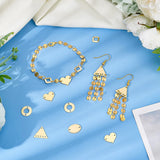 30Pcs 5 Style Eco-Friendly Brass Connector Charms & Chandelier Component Links, Cadmium Free & Lead Free, Donut & Rhombus & Oval & Heart & Triangle, Real 18K Gold Plated, 9.5~14x9.5~15x0.8~1mm, Hole: 1mm, 6pcs/style