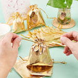 Organza Bags, Rectangle, Gold, 12x9cm, 9x7cm, 60pcs/set