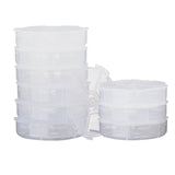 Plastic Bead Containers, Flip Top Bead Storage, 6 Compartments, Flat Round, White, 8x1.8cm