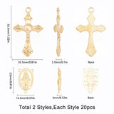 Tibetan Style Alloy Cross Pendants, with Chandelier Component Links, Rosary Center Pieces, Golden, 74x72x17mm, 40pcs/box