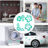 Waterproof PET Adhesive Sticker Car Stickers, DIY Car Decorations, Hibiscus Rosa-sinensis, Turquoise, 205x200x0.5mm