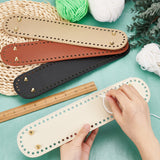 4Pcs 4 Colors PU Leather Oval Bag Bottom, for Knitting Bag, Women Bags Handmade DIY Accessories, Mixed Color, 7x32x1cm, Hole: 5mm, 1pc/color