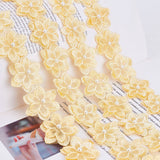 5 Yards Organza Lace Embroidery Costume Accessories, Applique Patch, Sewing Craft Decoration, with ABS Plastic Pearl Beads, Flower, Antique White, 47x6.5mm