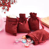 12Pcs Velvet Bags Drawstring Jewelry Pouches, Candy Pouches, for Wedding Shower Birthday Party, Dark Red, 12x9cm