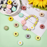 20Pcs 10 Colors Silicone Beads, Daisy, Mixed Color, 19.5x7.5mm, Hole: 1.6mm, 2pcs/color