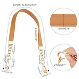 Imitation Leather Bag Handles, with Alloy Swivel Clasps, for Bag Straps Replacement Accessories, Camel, 62.5x1.9x0.45cm