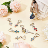 Glass Pearl Keychain, with Heart Shape Zinc Alloy Swivel Lobster Clasps & Tibetan Style Alloy Beads, Angel, Mixed Color, 6.1cm, 10pcs/set, 2sets/box