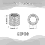 30Pcs 304 Stainless Steel European Beads, Large Hole Beads, Column, Stainless Steel Color, 5x4.5mm, Hole: 3mm