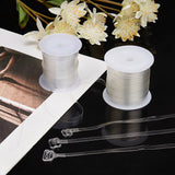 2 Rolls 2 Styles Invisible Stretchy TPU Plastic Transparent Elastic Strap, with Spool, for DIY Bra Lingerie Swimwear, Clear, 6~10x0.2~0.3mm, about 1 roll/style