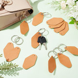 16 Set Leather Clothing Blank Labels, with Rivets, 16Pcs Iron Split Key Ring, for DIY Keychain Making, Blanched Almond, 6.6x4x0.24cm, Hole: 3.5mm