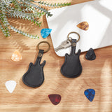 10Pcs Plastic Guitar Picks, with 2Pcs PU Leather Guitar Keychain, Mixed Color, Keychain: 11.8x5cm, Picks: 30x25.5x0.4mm
