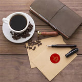 Brass Wax Seal Stamp with Handle, for DIY Scrapbooking, Coffee Pattern, 3.5x1.18 inch(8.9x3cm)