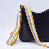 Adjustable Canvas Bag Handles, with Alloy Swivel Clasps, for Bag Straps Replacement Accessories, Stripe Pattern, Champagne Yellow, Gold, Yellow, 72~130x3.8x0.3cm, Alloy Swivel Clasps: 6x4.6x0.8cm